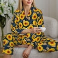 thumbnail image 6 of Lsque Sunflowers Pattern Long Sleeve Pajama Set for Women - Soft 2-Piece Sleepwear and Loungewear Set with Pockets, Comfy Nightwear-Small, 6 of 7