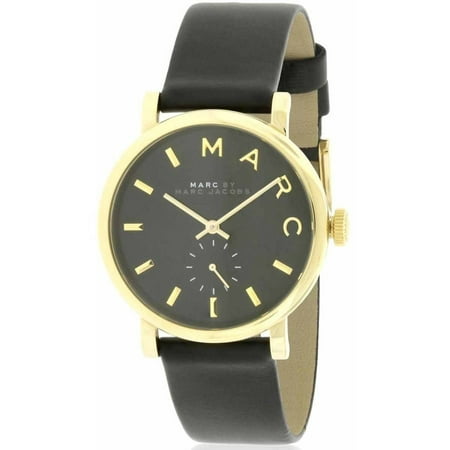 Marc by Marc Jacobs Baker Gold-Tone Black Leather Women's Watch, MBM1269