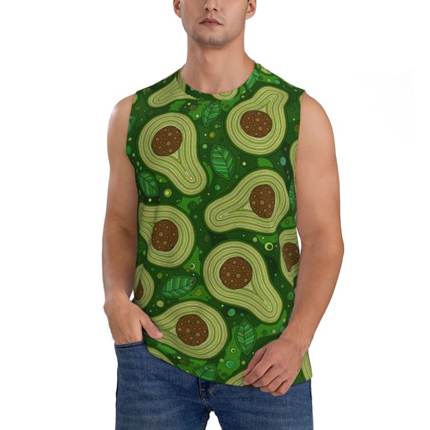 Balery Big Colorful Avocados Camisetas sin mangas para hombre, absorbe la humedad y protege contra el mal olor.-Large
