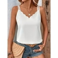 thumbnail image 2 of Women Silk Satin Tank Tops V Neck Casual Spaghetti Strap Back Sleeveless Basic Shirt White XL, 2 of 7