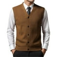 thumbnail image 4 of JTieacloth Tops for Men Loose Fit plus Size Male Autumn And Winter Buckle Sweater Vest Vest V Neck Pure Color Wool Collarless Shirt Combined Body Type Non Hooded Vest Sweater Vest, 4 of 4