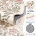 thumbnail image 4 of Garvee 5'x7' Scalloped Area Rug Washable Botanical Mushroom Rugs with Non Slip Backing, Low Pile Floral Printed Indoor Carpet for Bedroom Living Room Home Office, Beige, 4 of 6