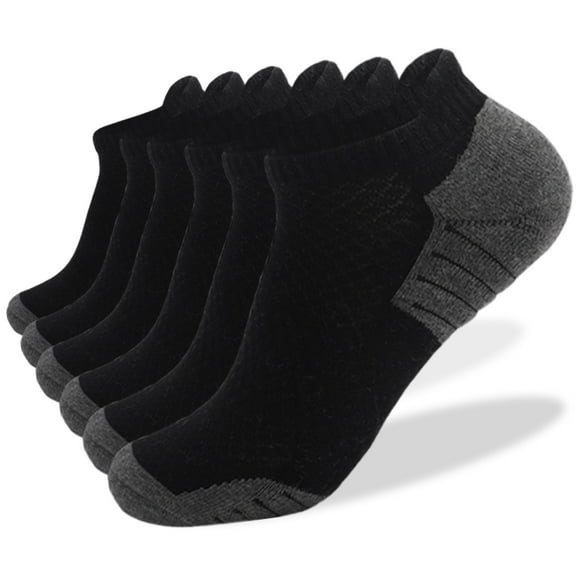 WCJM FemaleMen And Women Running Socks 6 Pairs Breathable Low Cut Sports Socks With Cushioning Ankle Socks Black