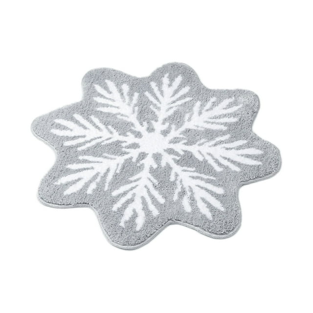 Qiulaii 3pcs Christmas Snowflake Floor Mat, Non-Slip Water Absorbent Entryway Rug, Festive Holiday Decor Bathroom Carpet, Washable Anti-Skid Doormat
