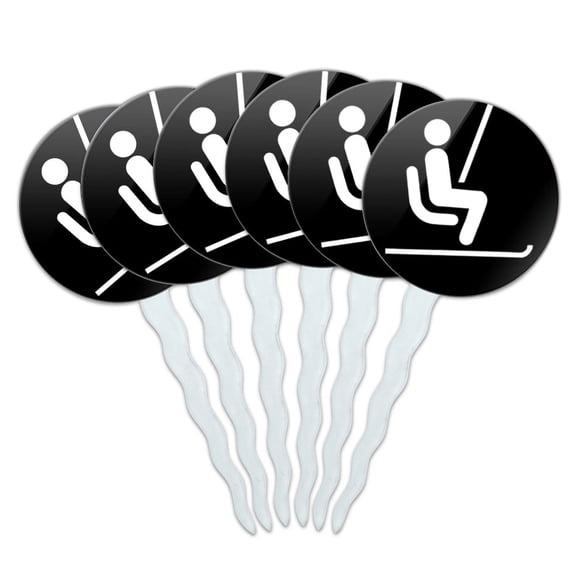 Skiing Ski Lift Cupcake Picks Toppers - Set of 6