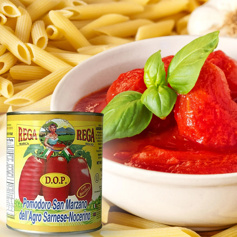 Rega Whole Peeled Italian San Marzano Tomatoes D.O.P. Pack of 6