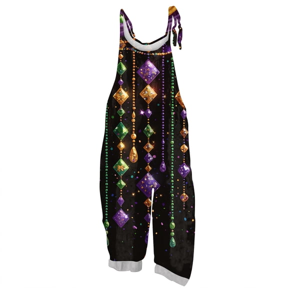 Fgvctg Mardi Gras Women's Jumpsuits Wide Leg Pant Trendy Mask Print Overall Sleeveless Rompers Carnival Party Spaghetti Straps Jumpsuits Loose Bib Overalls Sprimg Clothes With Pockets Black XL