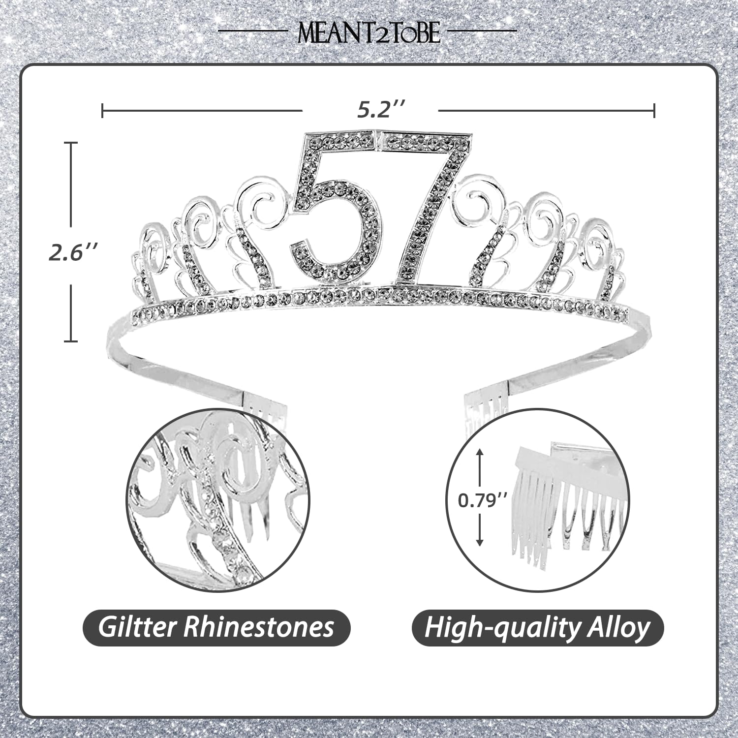 Suithink Geburtstags Tiara & Sash Set – Glitzer Satin Schärpe & Kristall Tiara | Für Frauen, 60. Geburtstag