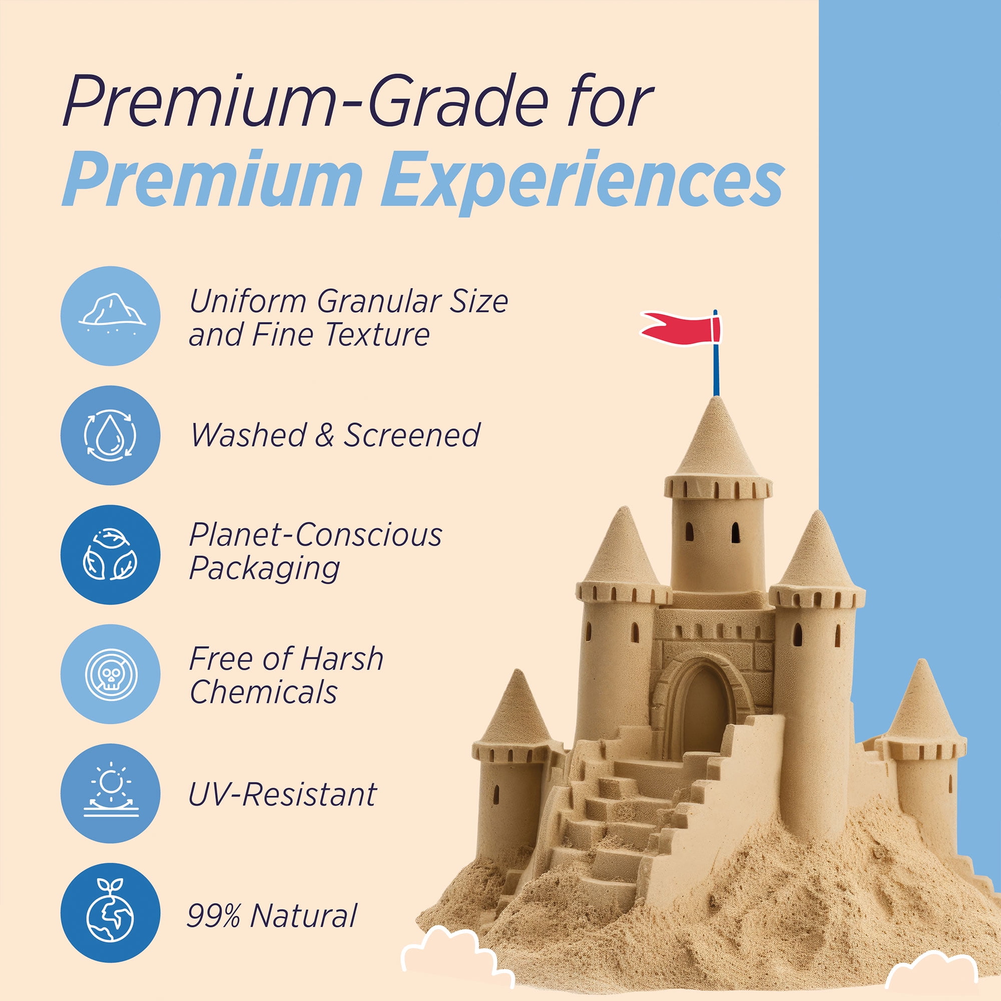 Sandpiper Multiuse Play Sand for Kids, Indoor Outdoor Silica Sand for Sandbox, 50 Lb Bag