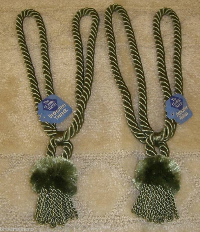 SET OF 2 ROPE CORD CURTAIN TIE BACKS WITH TASSEL, SAGE GREEN Walmart