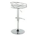 thumbnail image 4 of Charlotte Glam Adjustable Barstool with Swivel in Chrome Metal and White Faux Leather with Rounded T Footrest by LumiSource - Set of 2, 4 of 4