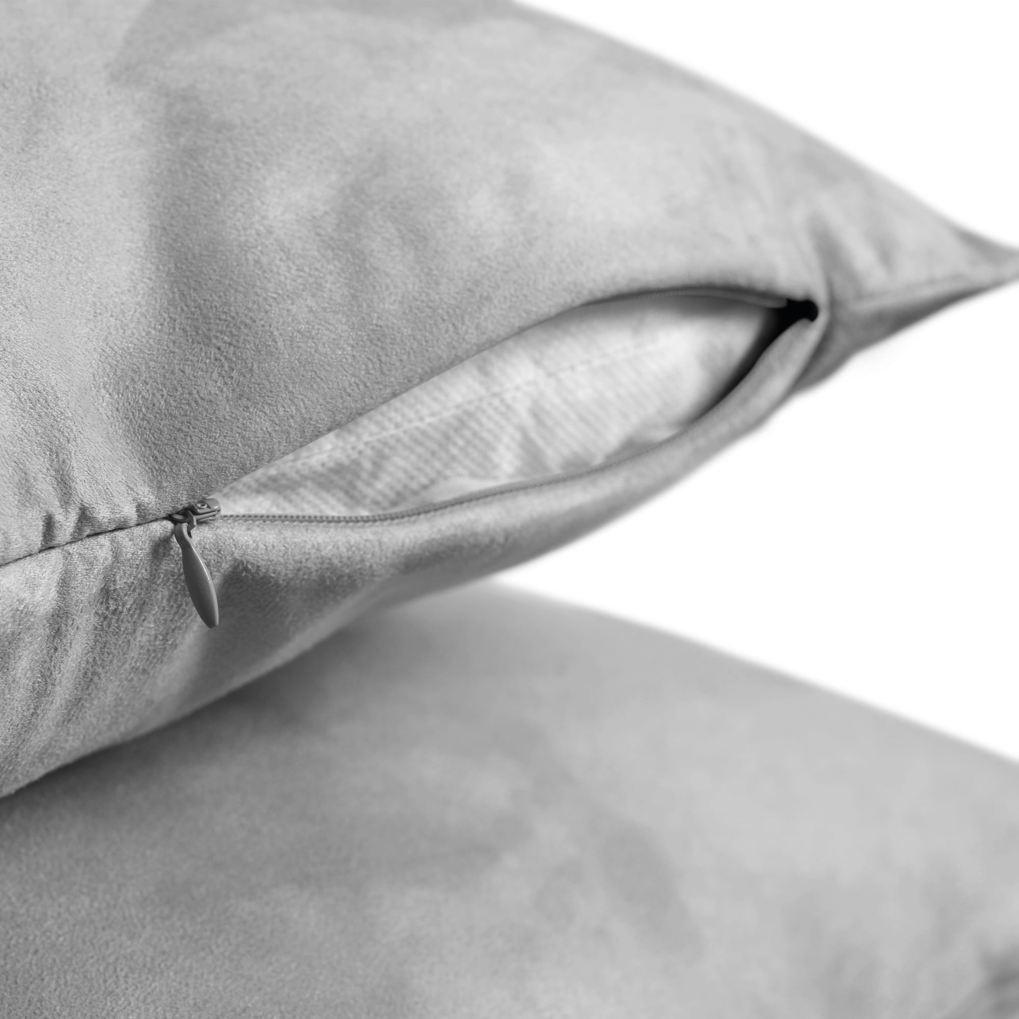 Pack of 2 Solid Faux Suede Soft Decorative Square European Pillow Covers for Sofa Living Room and Bedroom (26 x 26, Grey)