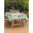 thumbnail image 2 of Outdoor Tablecloth with Umbrella Hole and Zipper, Easter Bunny Rectangle Table Cloth 52x70 Inch Waterproof Tablecloth, Farmhouse Colorful Eggs Tulip Wood Grain Green Picnic Table Cover for Patio, 2 of 7