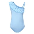 thumbnail image 2 of WOYY Girls Ruffle One-Piece Swimsuit Solid Color One Shoulder Bathing Suit, Sizes 5-6, 2 of 4