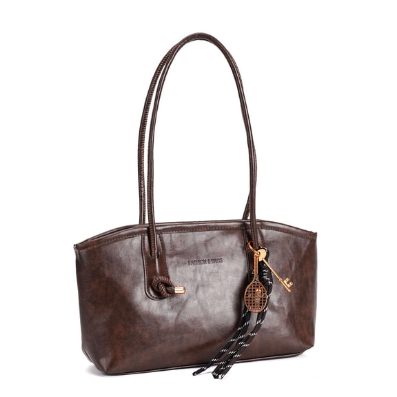 Gustave Women's PU Leather Tote Shoulder Bag Vintage Y2K Trendy East West Handbag Hobo Underarm Purse with Adjustable Strap for Work Casual Travel - Coffee
