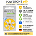 thumbnail image 2 of Piles pour Appareil Auditif PowerOne Taille p10, Lot de 90, 2 of 7