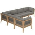 thumbnail image 3 of Lounge Sectional Sofa Set, Grey Gray Natural, Teak Wood, Outdoor Patio Balcony Cafe Bistro Garden Hospitality Restaurant, Modern Contemporary HB34468, 3 of 11