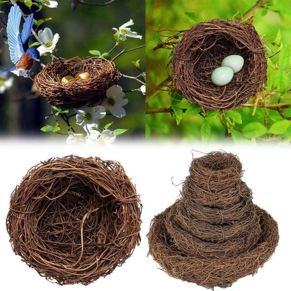 Homelyt Bird Nest for Crafts Decorative Birds for Home Decor Artificial Hummingbird Nest DIY Set for Easter Wedding Patio Garden Planter and Terrarium Accent
