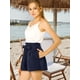 thumbnail image 2 of Pantalones Cortos de Verano Para Mujer Allegra K Cintura Alta Plisada Azul Marino XS, 2 of 6