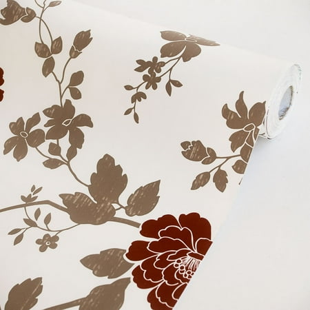 - Crimson Peony-1 - Vinyl Self-Adhesive Wallpaper Prepasted Wall Decor (Roll)