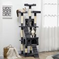 thumbnail image 2 of PawHut 68 inches Cat Tree, Multi-Level Large Cat Tower Condo, Charcoal Grey, 2 of 10