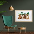 thumbnail image 2 of Clover Wall Art with Frame, Dog Lover Themed Photo with Puppies with Irish Hats, Printed Fabric Poster for Bathroom Living Room, 35" x 23", Caramel Jade Green, by Ambesonne, 2 of 2