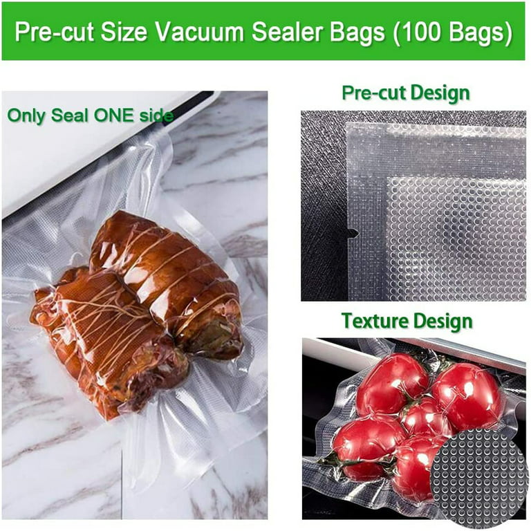 Vacuum Sealer Bags 8x 12x100 Size Vacuum Seal Bags Pre-Cut Reusable Bags Food Saver Bags (Size: 8 x 12)