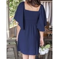 thumbnail image 4 of Alsol Lamesa V Neck Summer Dress for Women Bow Tie Mini Short Sleeve Casual Loose Boho Vintage Midi Dress, 4 of 5