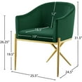 thumbnail image 4 of Maklaine Contemporary Green Velvet Dining Chair with Gold Steel Legs (Set of 3), 4 of 8