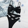 thumbnail image 5 of Gaecuw Two Piece Swimsuit for Women Bathing Suit for Women Sleeveless Swimwear Top High Waisted Thong Briefs Swim Bottom Slip On Closure Swimsuits Solid Bathing Suits Cutout Hollow Resort Wear Black L, 5 of 8