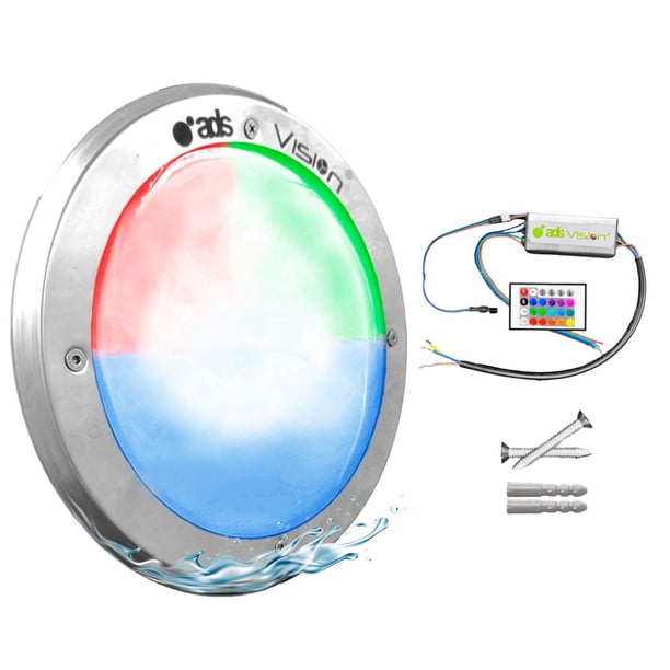 1 Lámpara LED Sumergible Para Alberca de nicho o sobreponer ADS PL 80W 27CM Multicolor RGB Con Transformador