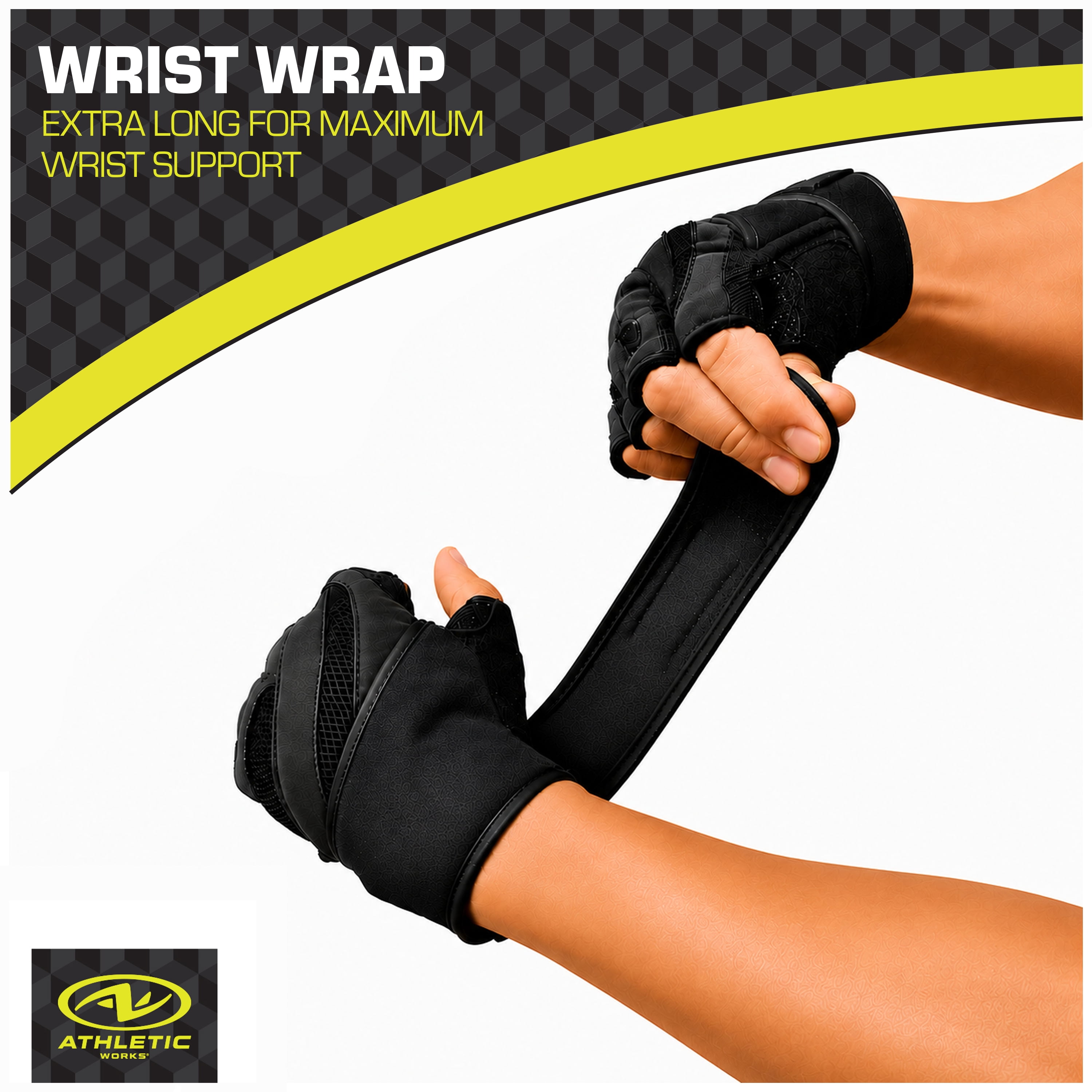 Athletic Works Classic Wrist Wrap Weight Lifting Gloves, L/XL