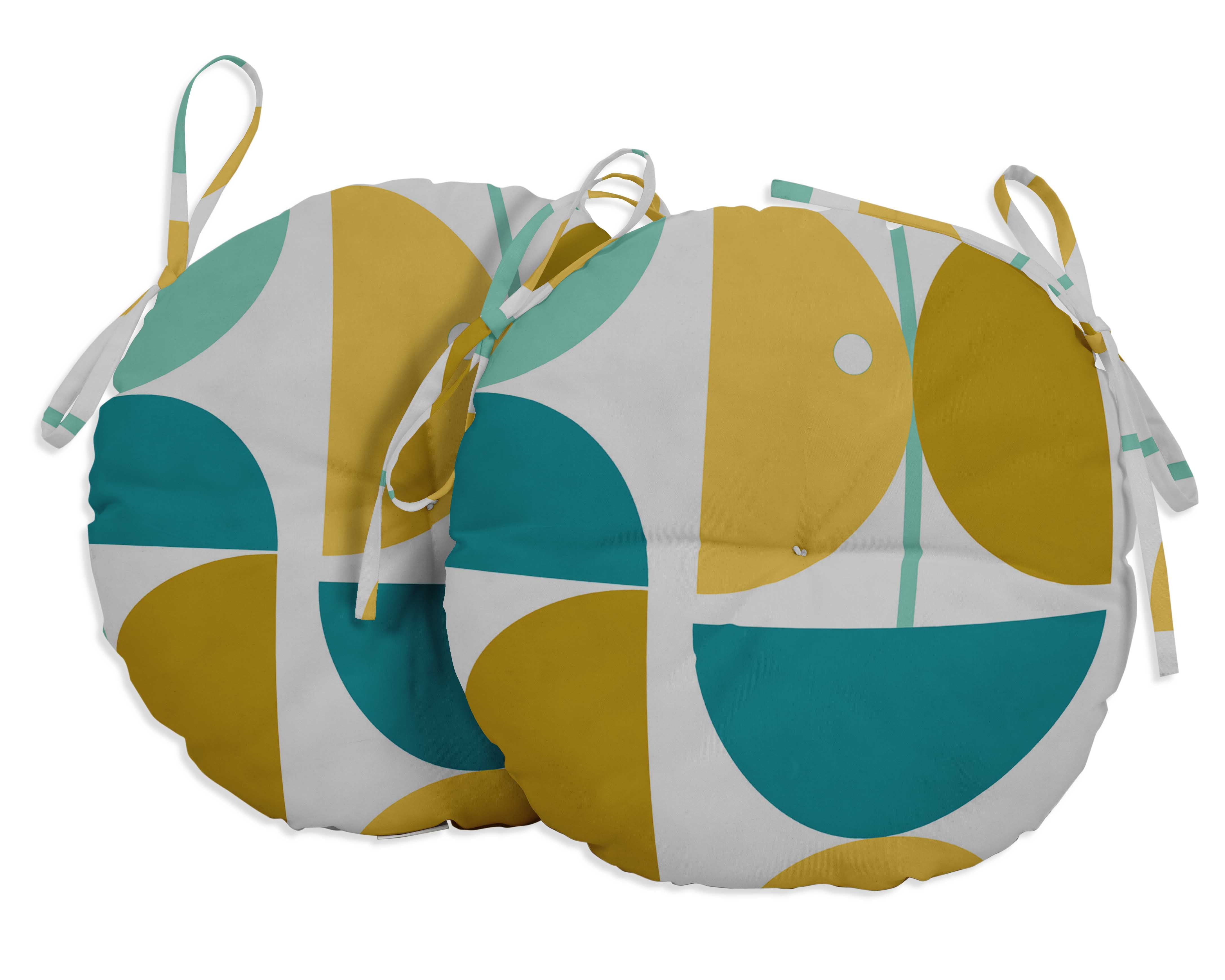 Vargottam Indoor/Outdoor Round Bistro Chair Cushions Block Print 15