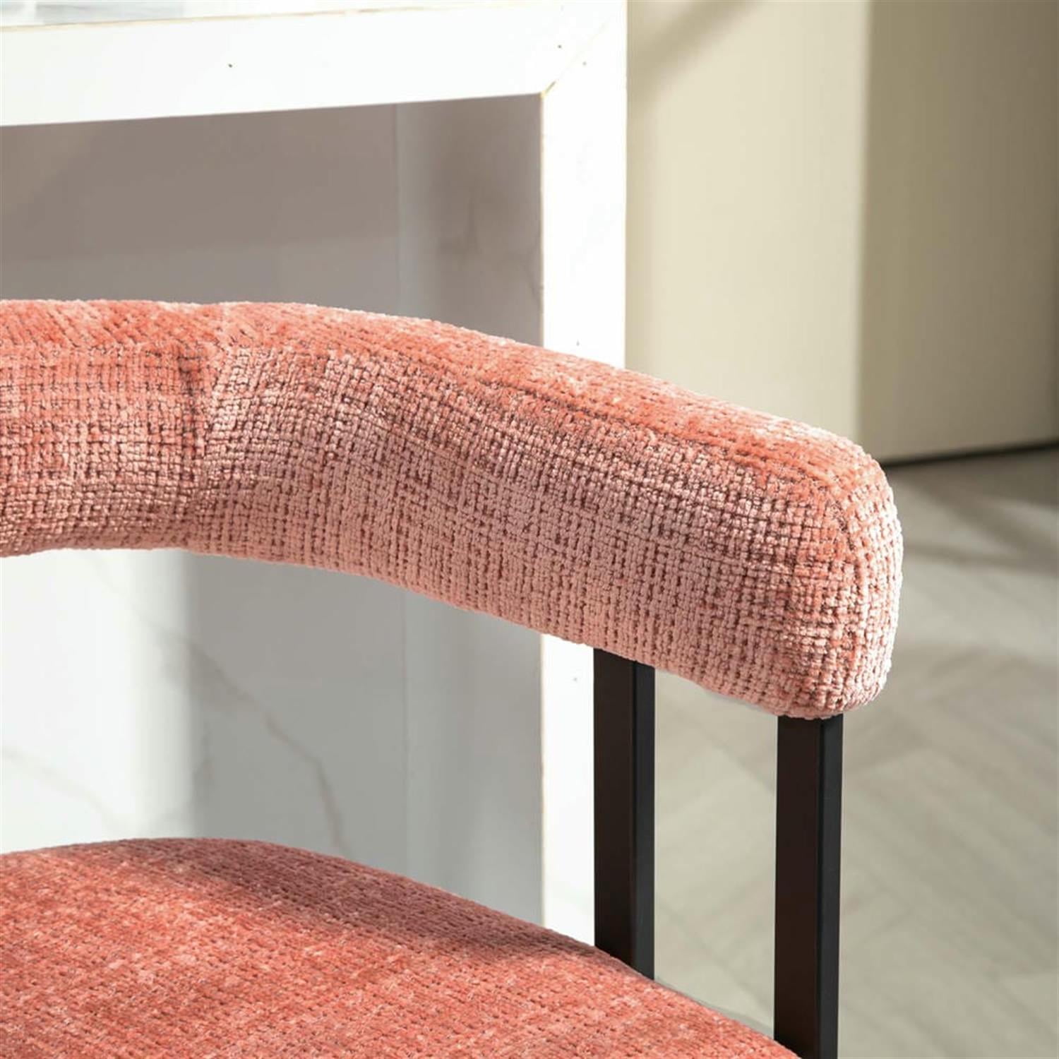 Demi Bonn 34" Counter Height Bar Stools Set of 2, Upholstered Barstools with Back, Kitchen Island Countertop Chairs for Dining Room, Pink