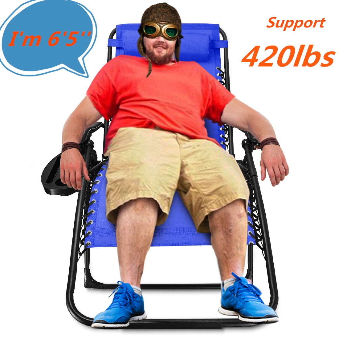 Oversize Supports 400 lbs Extra Wide Zero Gravity Chair with Holder