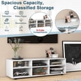 thumbnail image 6 of Topbuy Wood TV Stand TV Console Cabinet w/ 6 Open Compartments 3 Adjustable Shelves Adjustable Footpads 6 Cubby Media Console Center for TVs, 6 of 10