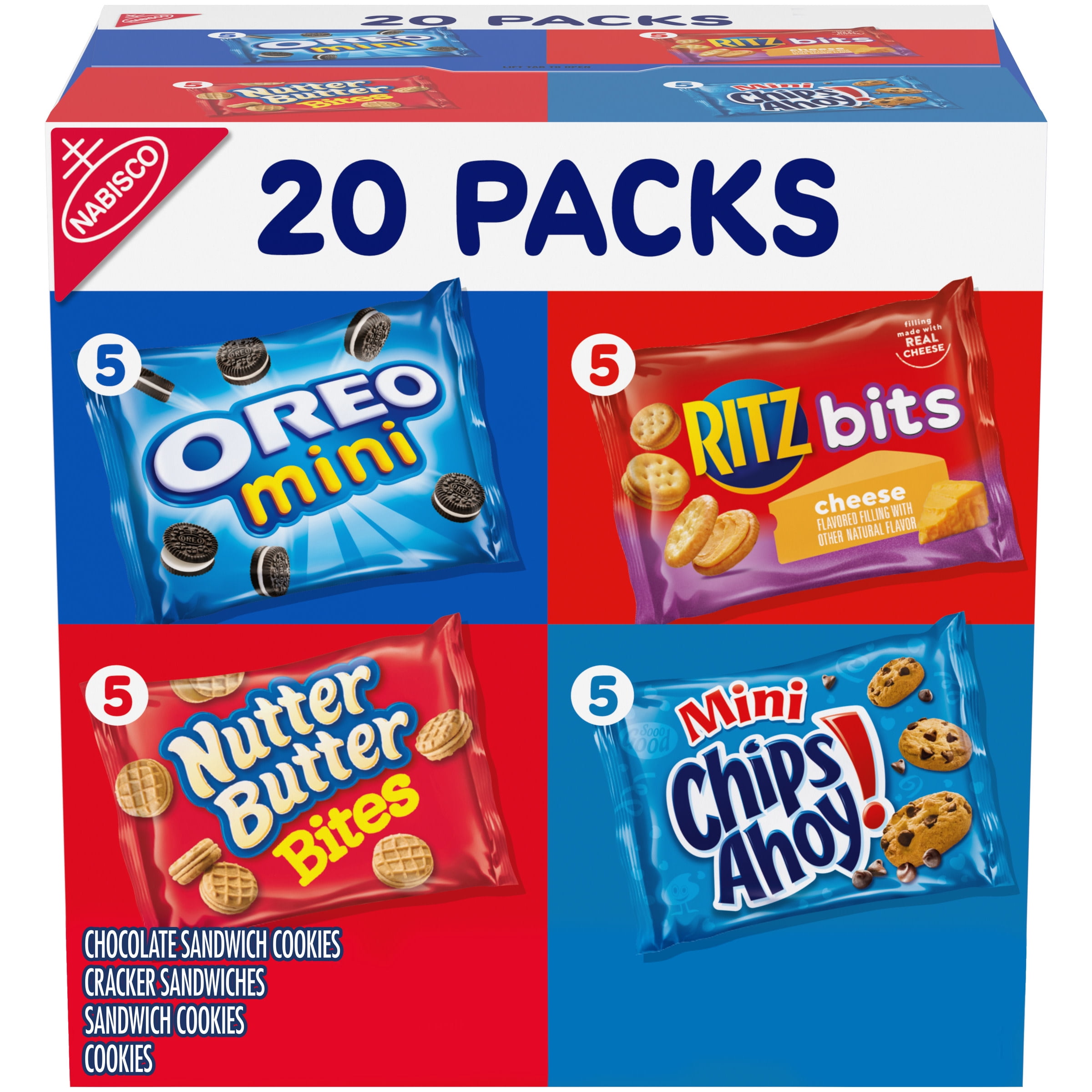 Nabisco Classic Mix Variety Pack, OREO, CHIPS AHOY!, Nutter Butter Bites, RITZ Bits, 20 Snack Packs