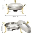 thumbnail image 2 of PRZL Gold Round Stainless Steel Food Warmer with Support Frame, Self-Serve Skillet 5-Piece Set, Lid, Chafing Dish, Handle, and Alcohol Fuel Can. Ideal for Family Dinners, Restaurants (12.05 inches), 2 of 9