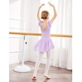 thumbnail image 4 of Arshiner Girls Shiny Ruffle Sleeve Ballet Leotard with Skirt Criss-Cross Back Dance Dresses,8-9Y,Purple, 4 of 9