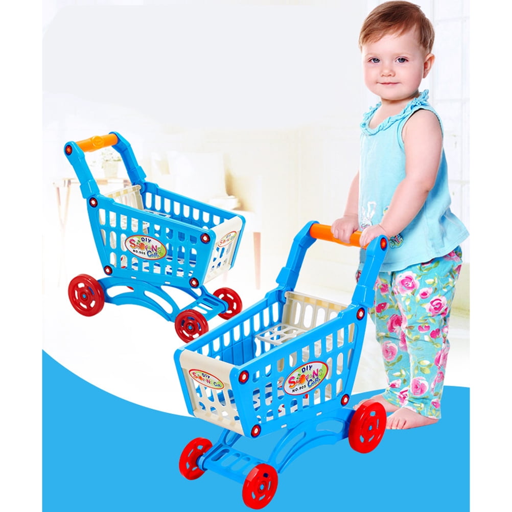 Fruits Supermarket Store Educational Gifts for Toddler Boys Girls Age 3+ Vegetables Playset Blue FengCheng Childrens Shopping Cart Kids Pretend Play Grocery Cart with Toy Food 