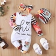 thumbnail image 3 of Coduop Newborn Girl Outfit Long Sleeve Romper Jumpsuit with Headband Hat Set, 3 of 6