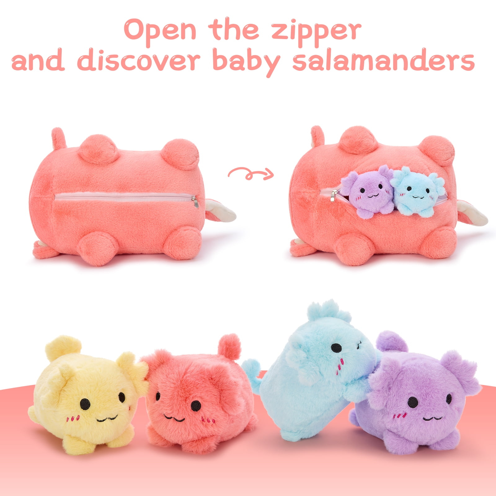 MorisMos 5Pcs Axolotl Plush Toy, Axolotl Stuffed Animal with 4