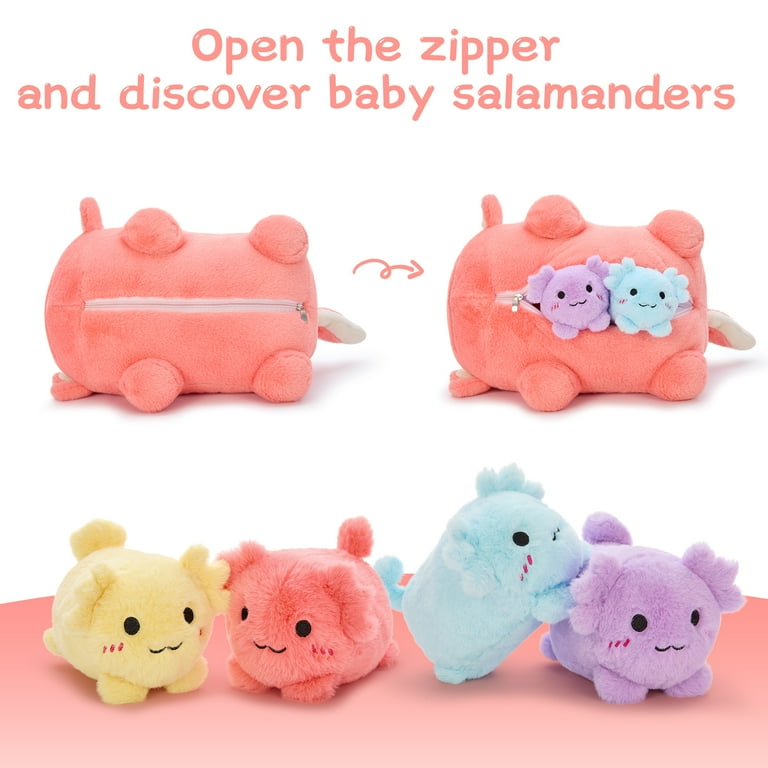 MorisMos 5Pcs Axolotl Plush Toy, Axolotl Stuffed Animal with 4