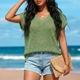 thumbnail image 6 of WQD Women’s Crochet Sweater Top V Neck Cap Sleeveless Spring Summer Knit Shirt Loose Hollow Out Pullover Beach Vacation Casual Fashion Clothes, 6 of 7