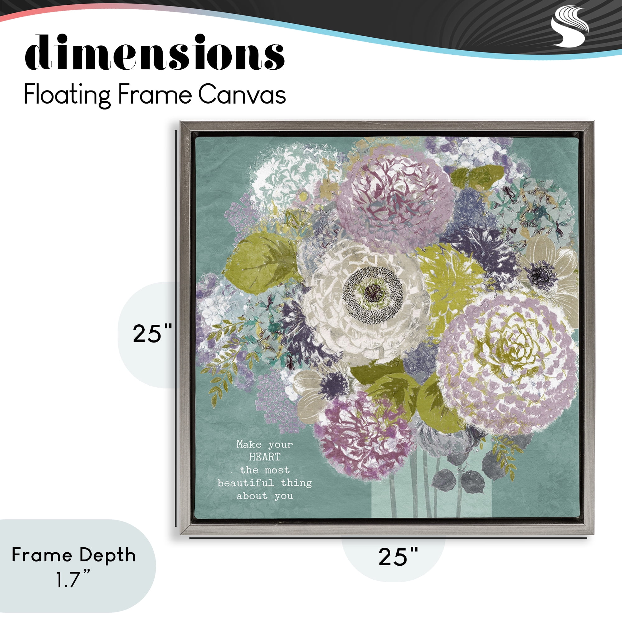 Stupell Industries Most Beautiful Thing Florals Gray Framed Floater Canvas Wall Art, design by Suzanne Nicoll