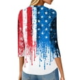 thumbnail image 4 of 4th of July Shirts for Women Plus Size 3/4 Sleeve T-Shirts Casual American Flag Print Tops Independence Day Patriotic Pullover USA 250th Anniversary Celebration Party Crew Neck Blouses Light Blue 2XL, 4 of 4