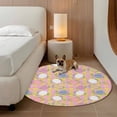 thumbnail image 3 of Easter Bunny Round Area Rugs Collection 7', Colorful Eggs Spring Leaves Daisy Yellow Pink Plaid Non Slip Indoor Circular Throw Runner Rug Floor Mat Carpet for Living Room Dining Table Bedroom Nursery, 3 of 9