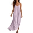 thumbnail image 2 of QUNYINEY Summer Womens Dresses Faux Cotton Linen Sleeveless A Line Long Sundress V Neck Loose Fit Solid Flowy Dresses, 2 of 5