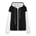 thumbnail image 3 of Womens Zip Up Hoodies, Long Sleeve Pullover for Women Fall Fashion Color Patchwork Full Zip Hooded Sweatshirts with Pockets, 3 of 5