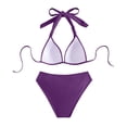 thumbnail image 5 of 2 Piece Swimsuit for Women String Triangle Separates Bikini Sets Solid Color Purple Bathing Suit for Women XL, 5 of 5